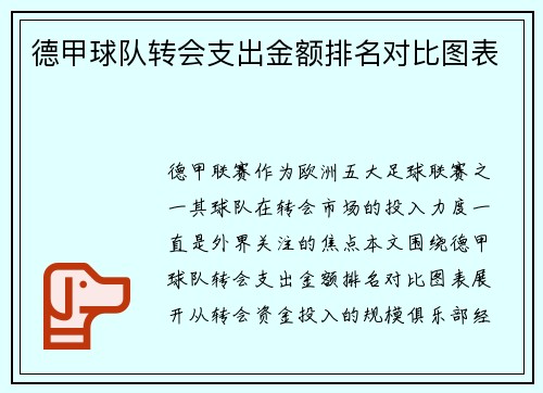 德甲球队转会支出金额排名对比图表